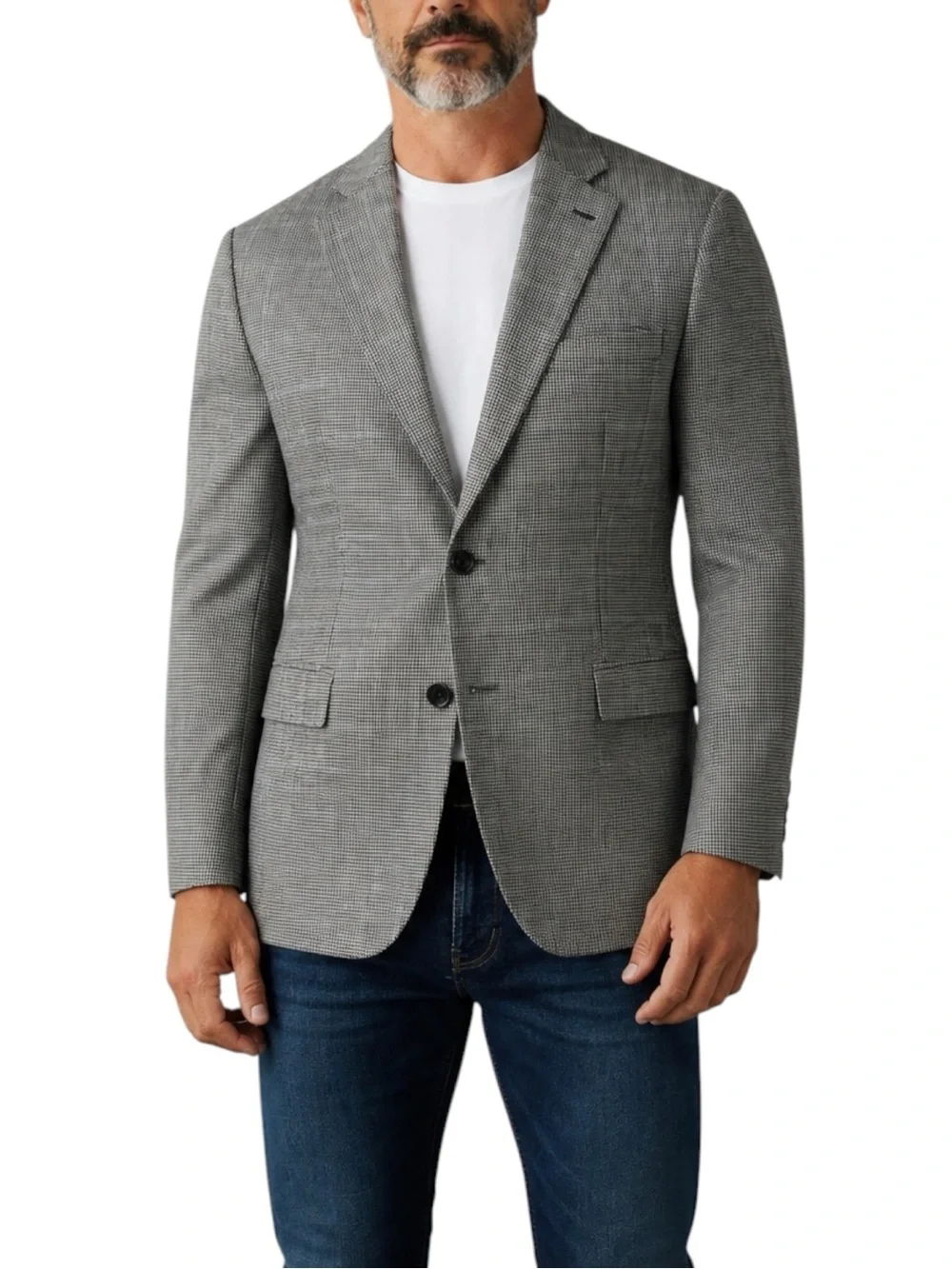 BROOKS BROTHERS 100% Worsted Wool Gray Houndstooth Two-Button Blazer 42R -- WOW!